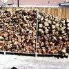 completed wood rack with wood close up