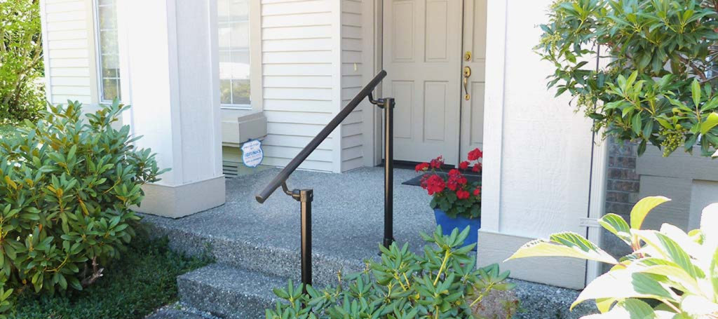 Free Standing Tube Handrail Mobility Outdoor Garden Safety Rail Stairs Step Door 