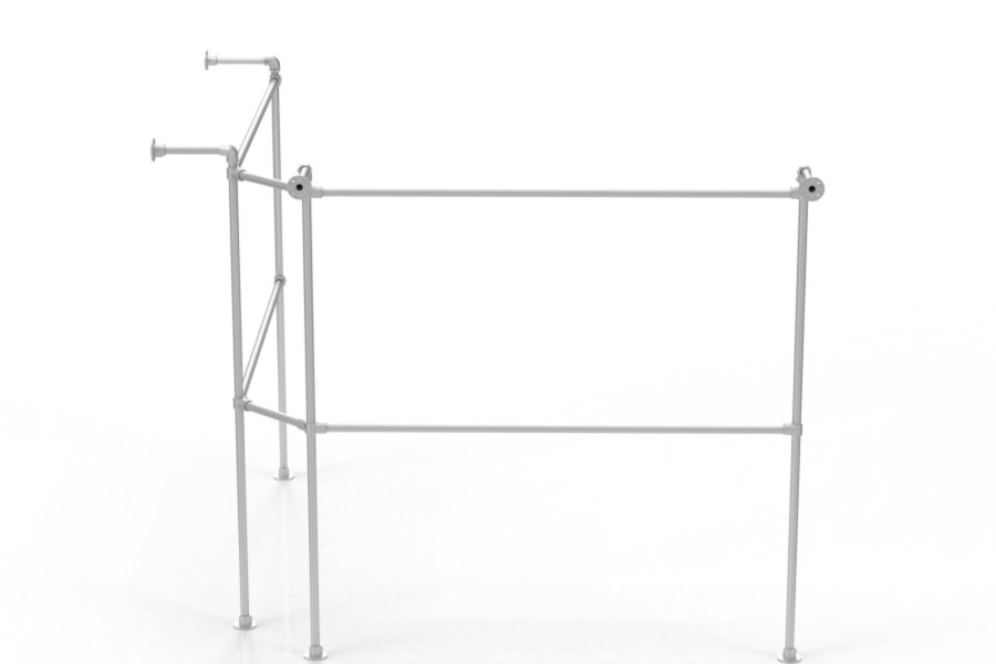 Tier Mounted Railing Wrap Around Corner Wall Rack - Double Tier | Simplified Building