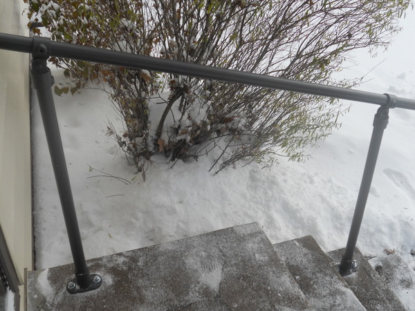 Winter Front Steps Handrail