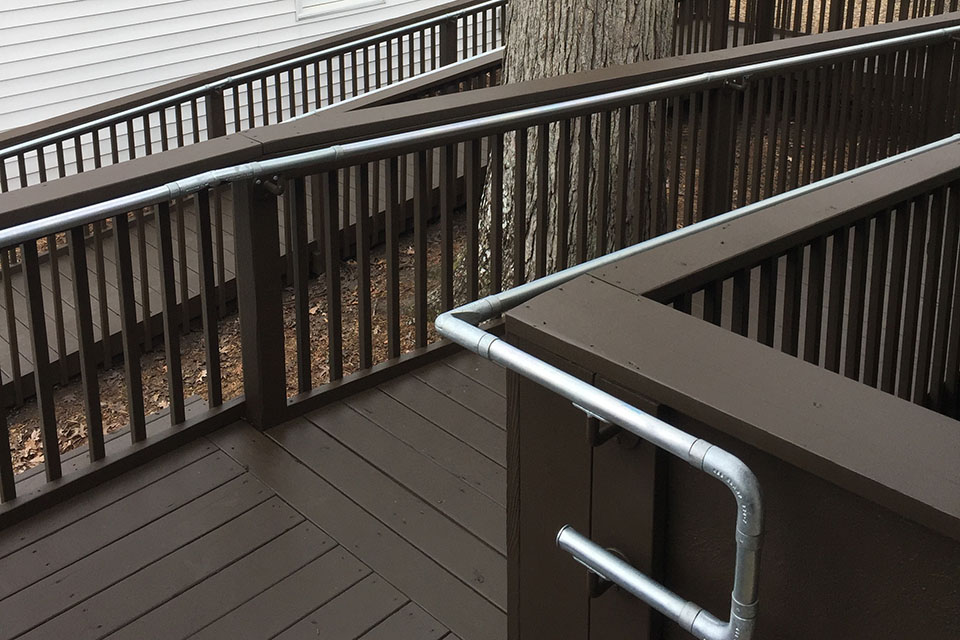 wooden ramp with ADA railing