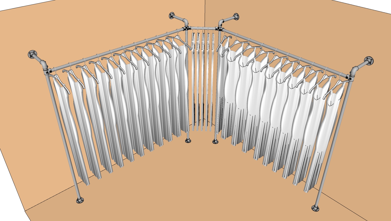 Industrial Commercial Clothing Rack for Corners