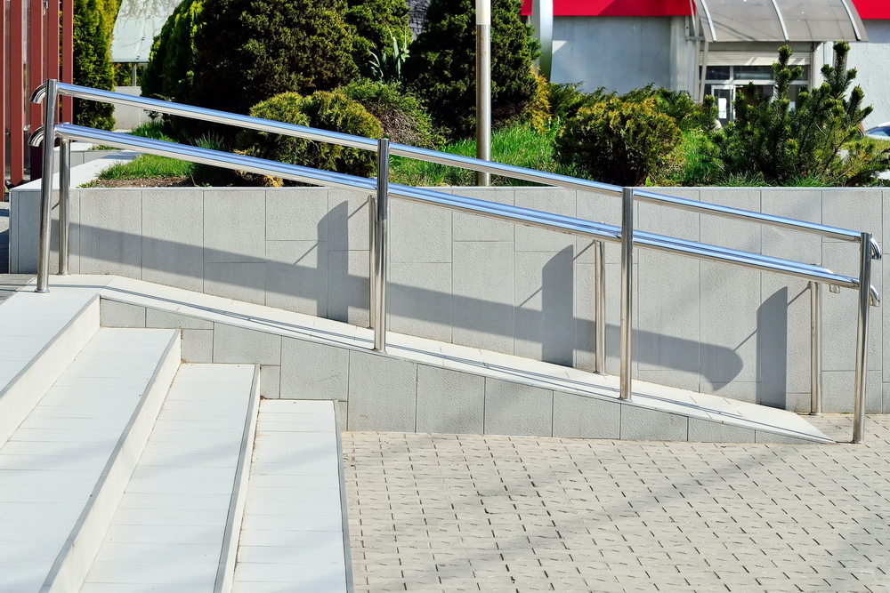 concrete wheelchair ramp with stairs