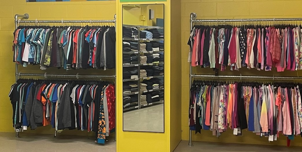 clothing rack with childrens clothing