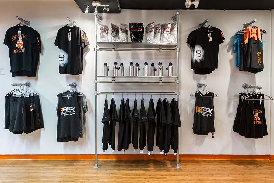 wall-mounted clothing display