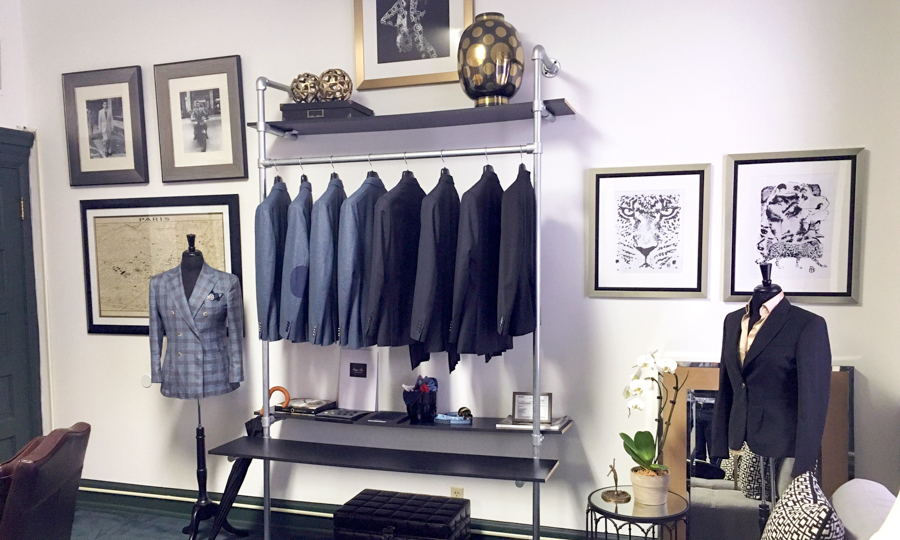 suit jackets on clothing rack