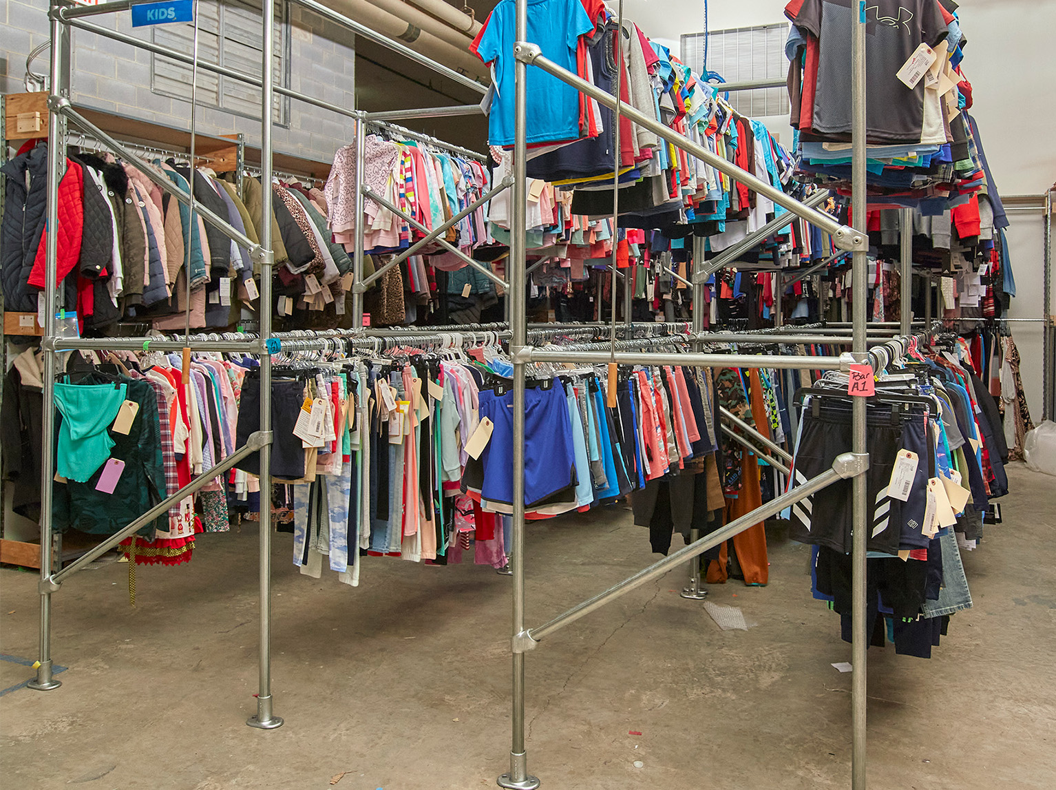 warehouse clothing racks
