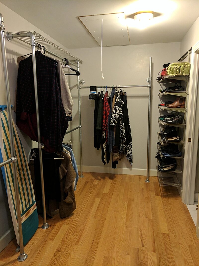 large bedroom closet clothing rack
