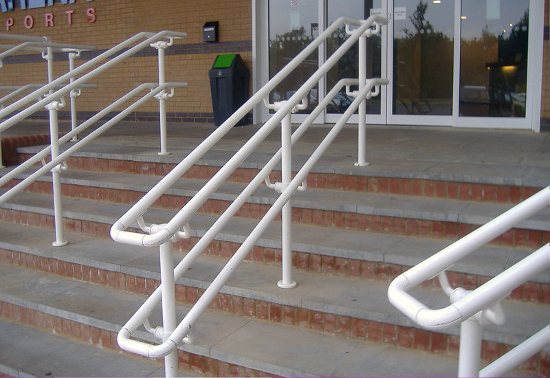 white ADA stair railing
