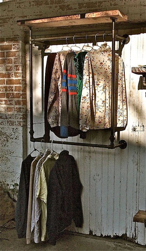 Small rustic wall mounted clothing rack