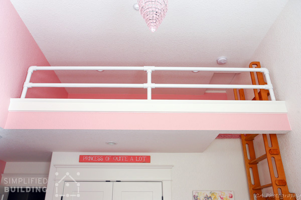child playroom loft with randrail