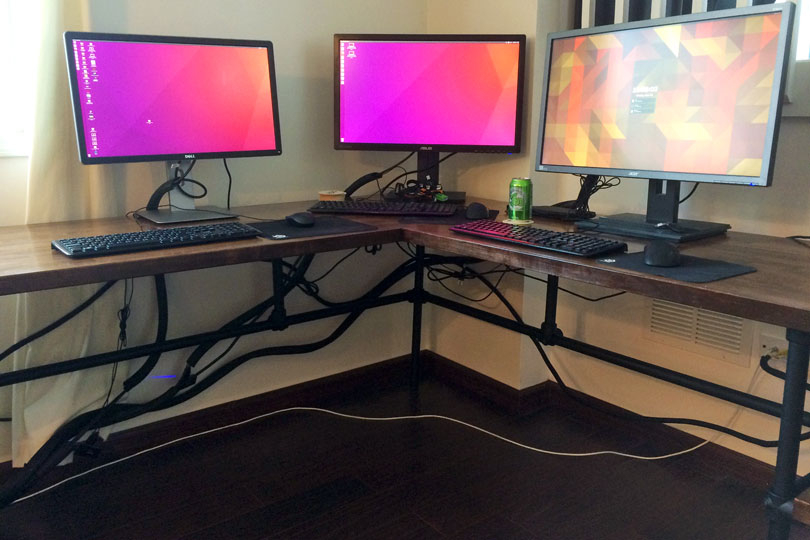 Corner Desk for Three Computer Monitors