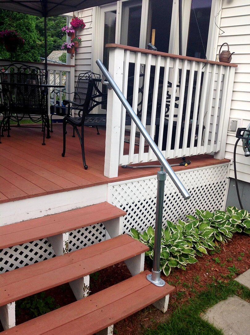 back deck with mounted railing