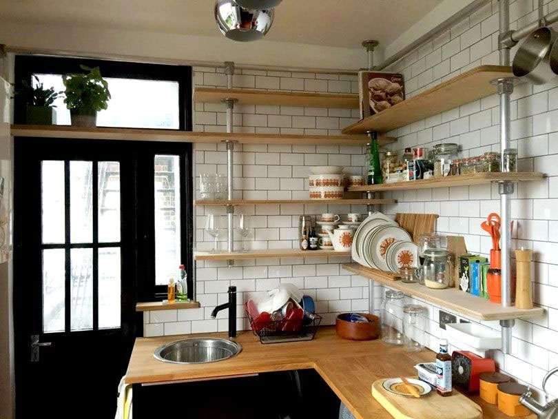 40 Corner Shelf Ideas Built With, Galvanized Pipe Shelves Kitchen