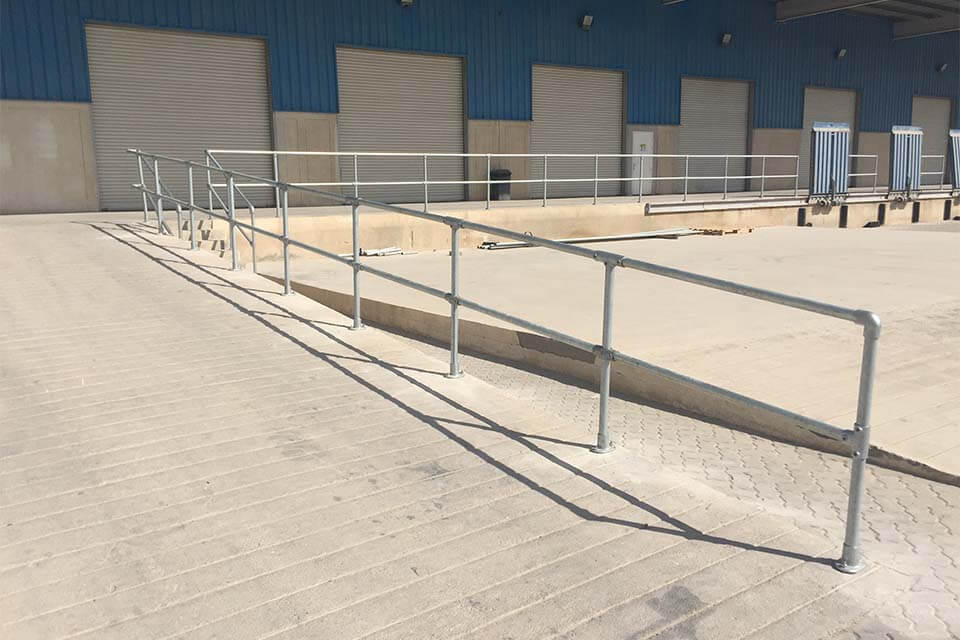 loading dock with guardrail and ramp