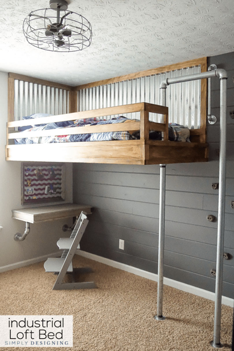 20+ DIY Loft Bed Ideas Built with Industrial Pipe   Simplified ...