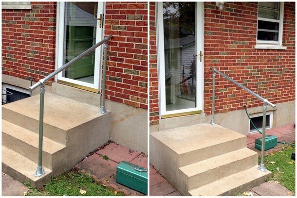 concrete steps leading to brick house