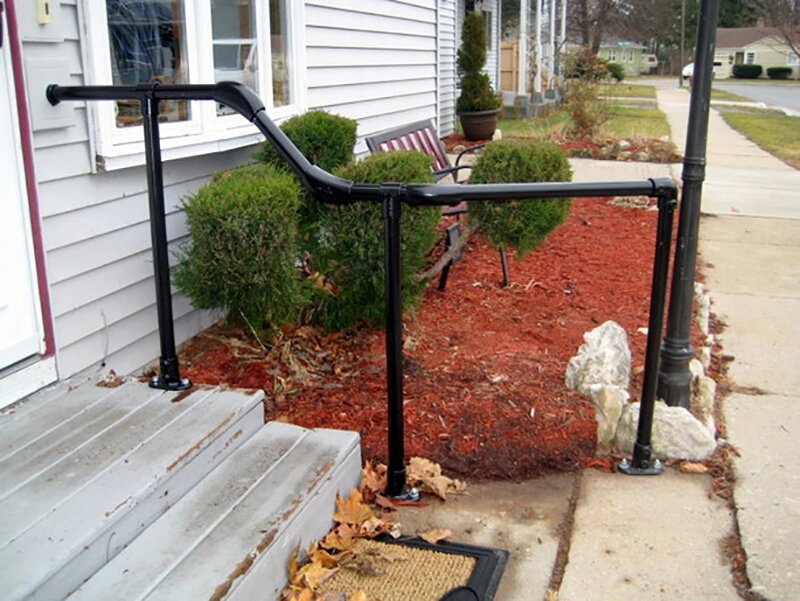 front steps with curved handrail