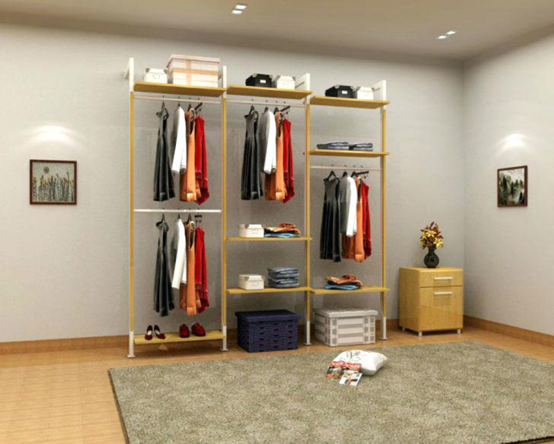 tall clothing rack with shelving