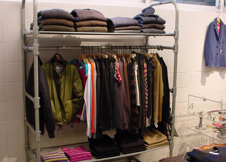 retail clothing shelves