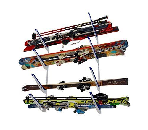 skis on wall mounted rack
