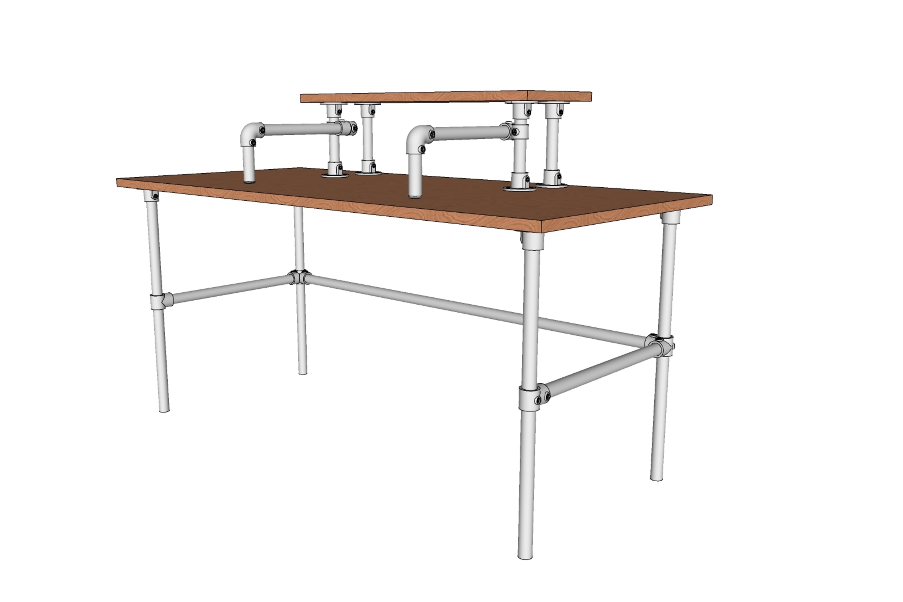 work bench with shelf and pipe