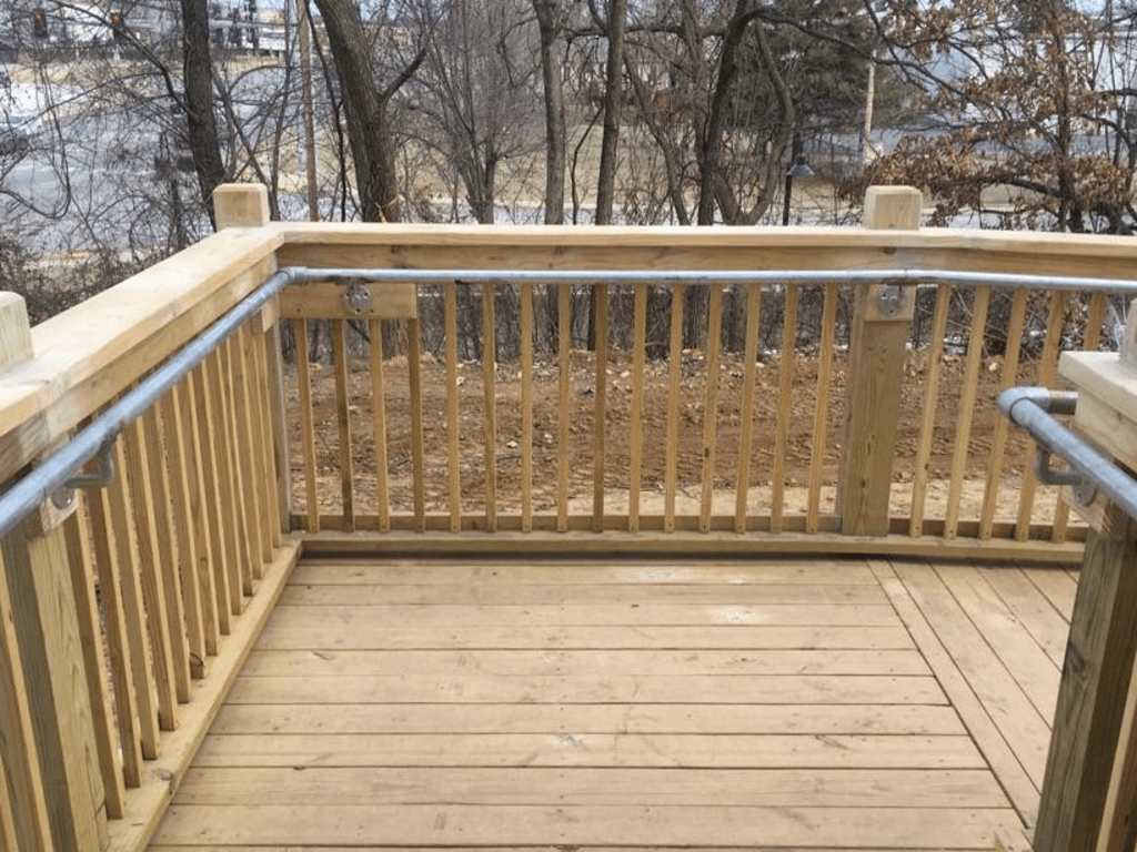wood ramp metal handrail